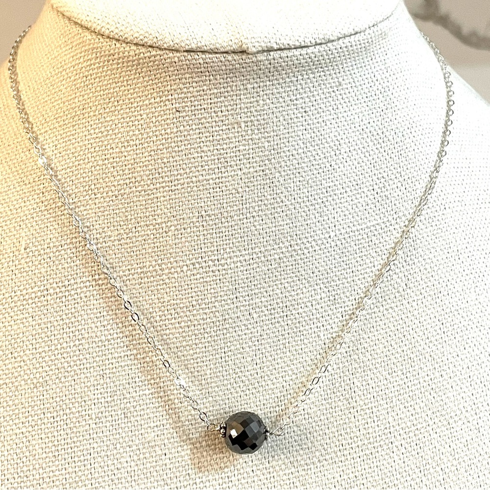 Genuine Black Diamond 925 Sterling Silver Necklace